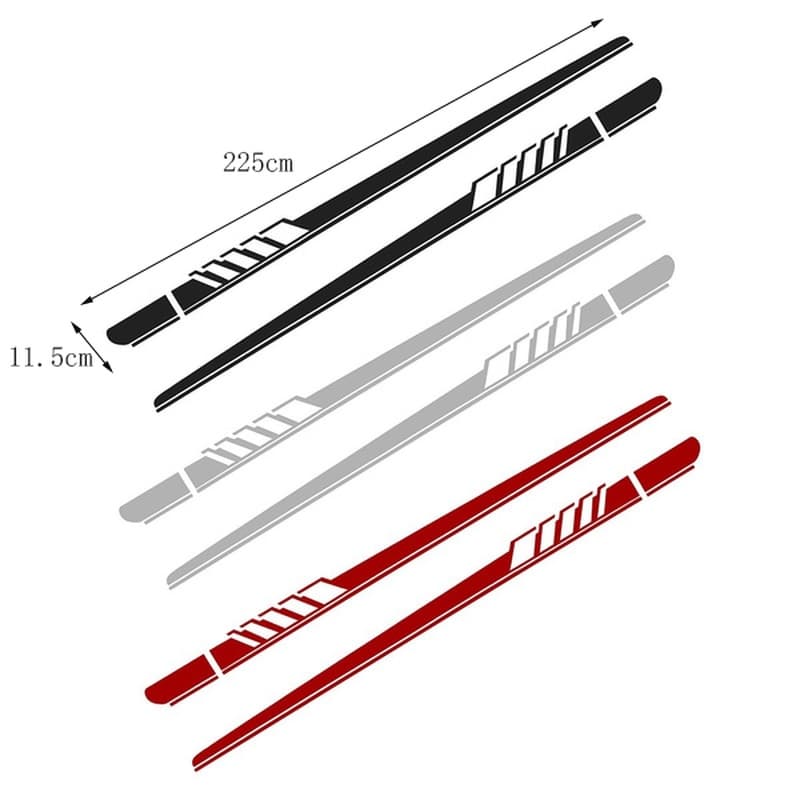 สติกเกอร์ติดตัวถังรถยนต์ 225 * 11.5 ซม. DIY / สติกเกอร์ติดฝากระโปรงรถแข่ง ลายทาง ติดทนนาน / อุปกรณ์เตือนความปลอดภัยในรถยนต์ แบบสากล รูปที่ 8