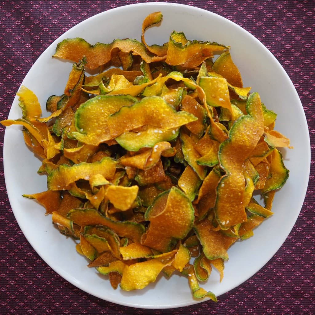 ฟักทอง โรยงา กรอบ อร่อยมากpumpkin chips with sesame seeds รูปที่ 4