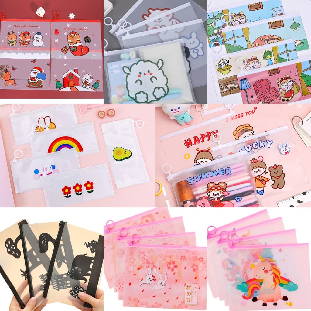 ถูกที่สุด การันตี กระเป๋าซิปล็อค กระเป๋าดินสอลายน่ารัก สุ่มลาย เครื่องเขียน ปากกา ซองกันน้ำ รูปที่ 4