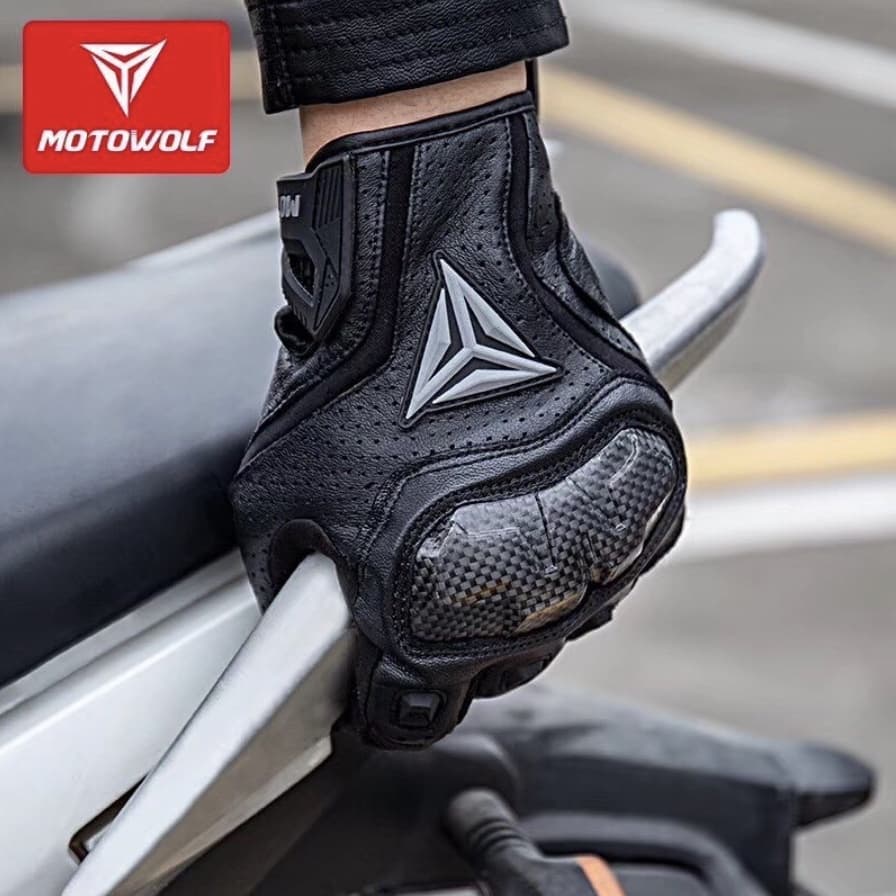 MOTOWOLF MDL 0305 ถุงมือหนังแท้พร้อมการ์ดคาร์บอนเคฟล่า สำหรับขี่มอเตอร์ไซด์ ถุงมือขับมอเตอร์ไซค์ ถุงมือบิ๊กไบค์ รูปที่ 2