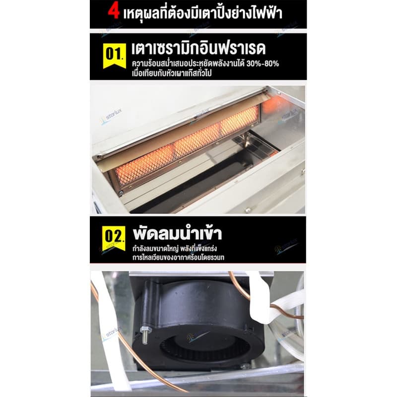 เตาย่างไฟฟ้าไร้ควัน 4000W เตาปิ้งย่างใช้แก๊ส 98cm เตาปิ้งย่างไฟฟ้า เตาปิ้งไฟฟ้า เตาย่างสแตนเลส ปรับความร้อนได้ BBQ รูปที่ 8
