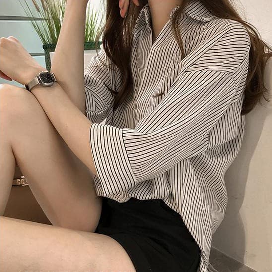 LH.Sunday เสื้อเชิ้ตลายทางสไตล์มินิมอล งานสวยแมทซ์ง่าย ใส่ได้ทุกวันเหมาะกับสาววัยทำงาน รุ่นนี้ปังมากแม่ รูปที่ 5