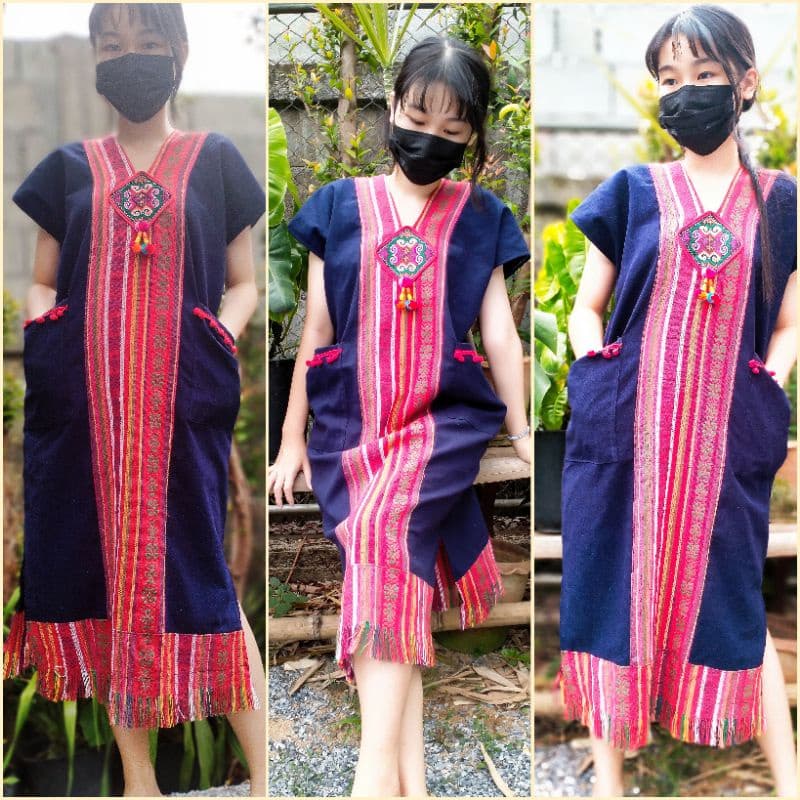 ชุดพื้นเมือง เดรสพื้นเมือง สาวอวบ ไซส์ใหญ่ถึง50"ราคา150฿150฿ รูปที่ 3