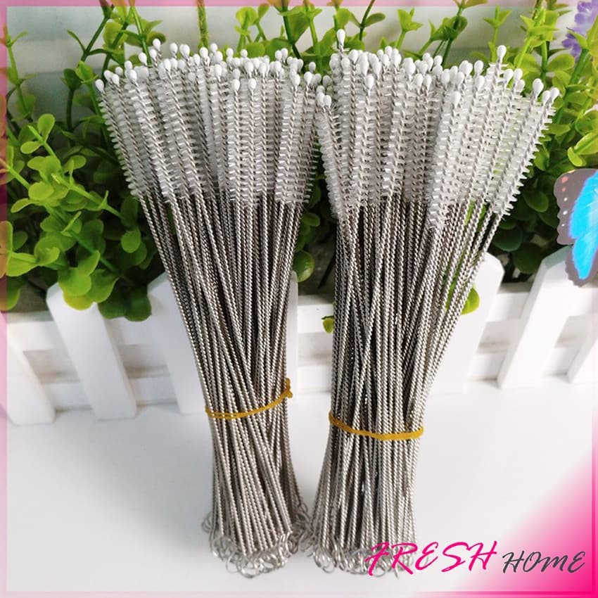 แปรงล้างหลอดดูด จุกนม ขนไนล่อน ไม่ทำให้เป็นรอย Stainless steel soft straw straw brush รูปที่ 1