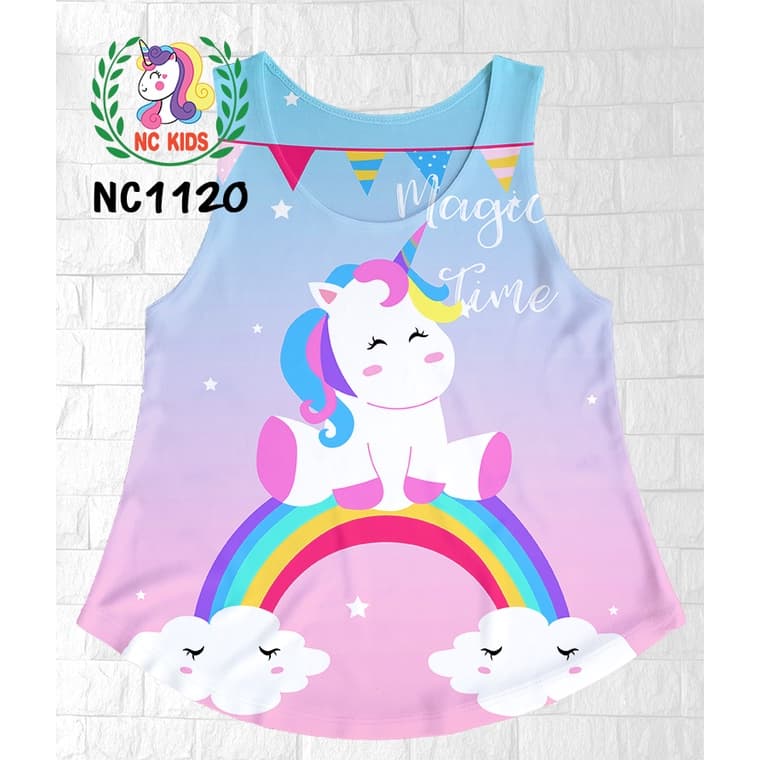 เสื้อกล้ามเด็กผู้หญิง ลายการ์ตูน โพนี่ ยูนิคอร์น ลายน่ารัก ยับยาก ใส่สบาย หน้าร้อน รูปที่ 8