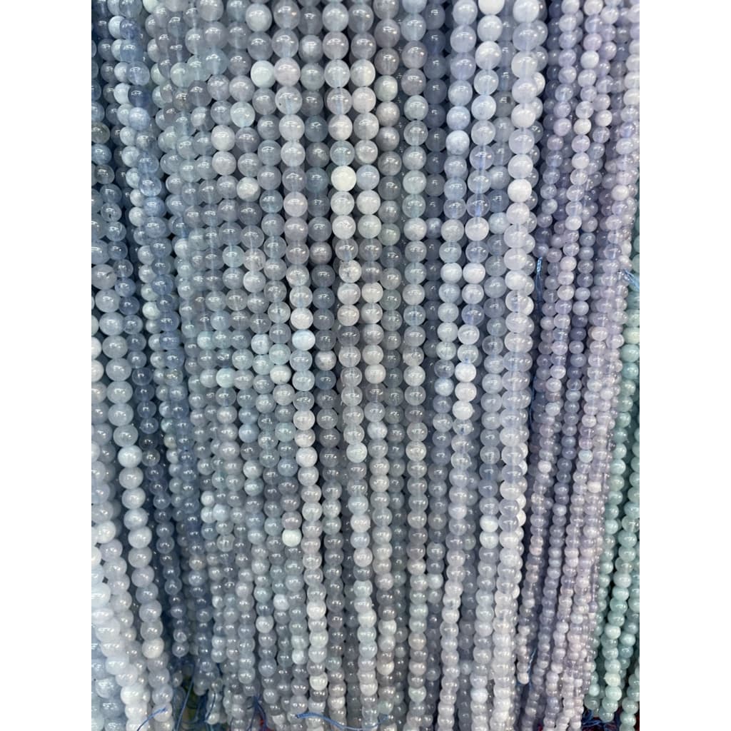 ลูกปัดหินอความารีนธรรมชาติ สีฟ้า 4 6 8 10 12 มม. สําหรับทําเครื่องประดับ สร้อยข้อมือ Diy รูปที่ 4