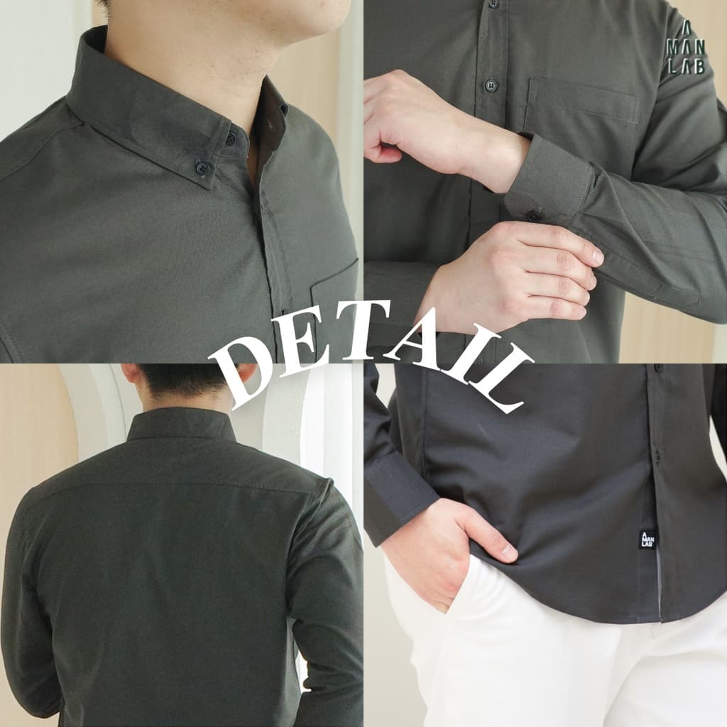 เสื้อเชิ้ตผู้ชาย SMART FIT OXFORD SHIRT เสื้อเชิ้ต แขนยาว ผู้ชาย ทำงาน สีขาว สีดำ รูปที่ 8