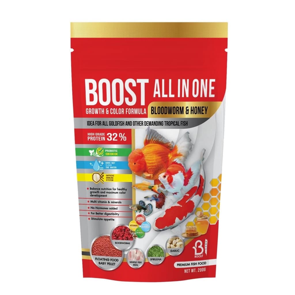 BOOST All in one Bloodworm & Honey 100g,200g(อาหารปลาสวยงามสูตรเร่งโต เร่งสี ผสมโปรตีนจากหนอนแดงและน้ำผึ้ง) รูปที่ 2