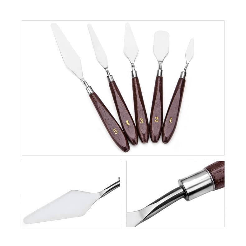 ชุดมีดผสมสี Artist Palette Knives สแตนเลส ด้ามไม้/พลาสติก ทนทาน สำหรับผสมสีอะคริลิค สีน้ำมัน DIY ทาสีกระปุกออมสิน ฟิกเกอ รูปที่ 3