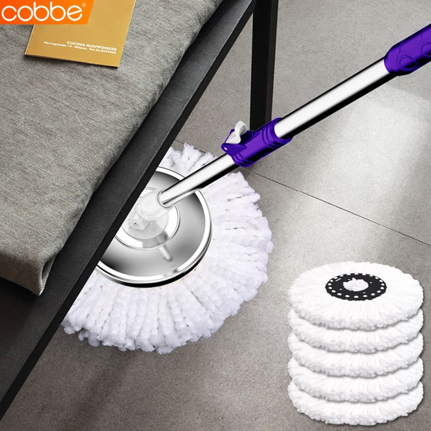 Cobbe ไม้ถูพื้นสแตนเลส ไม้ม็อบ ชุดไม้ถูพื้น พร้อมผ้าม็อบ อุปกรณ์ทำความสะอาดพื้น รูปที่ 1