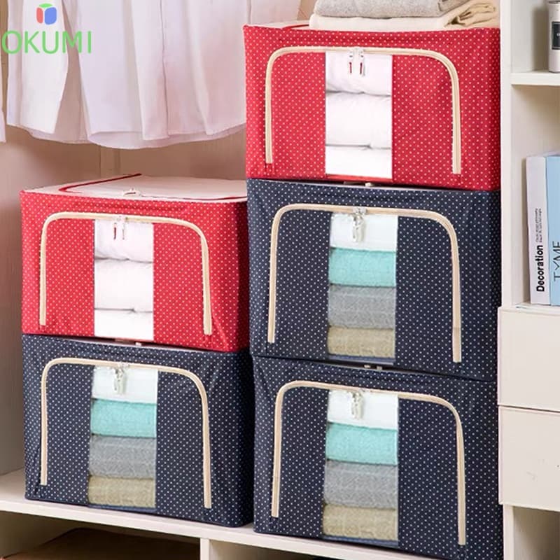 OKUMI_SHOP กล่องผ้าพับได้ กล่องเอนกประสงค์ ใส่ของ อุปกรณ์จัดเก็บเสื้อผ้า ผ้าห่ม รูปที่ 2
