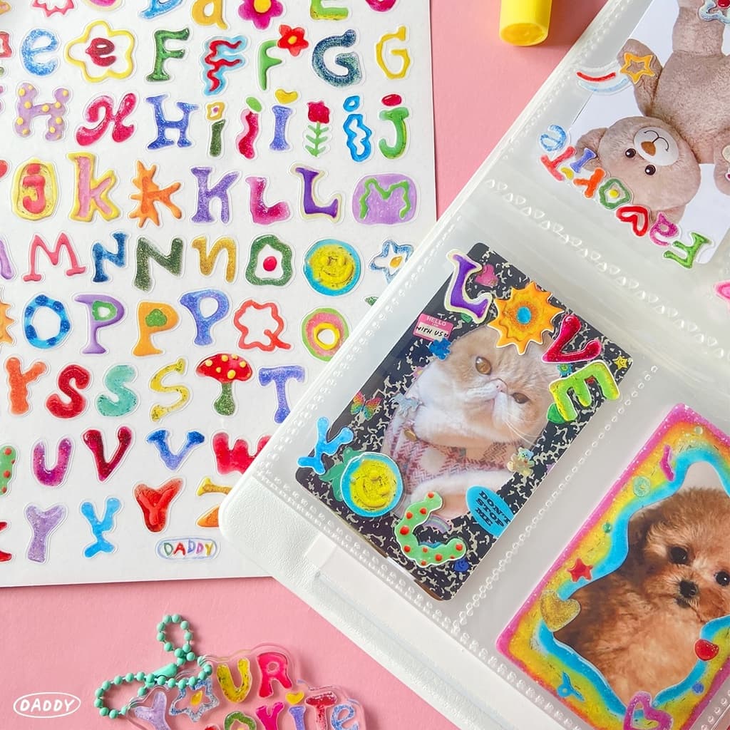 DADDY | Glitter Glue Alphabet Sticker A5 สติ๊กเกอร์ตกแต่ง ลายตัวอักษร เนื้อวิ้งๆ รูปที่ 4