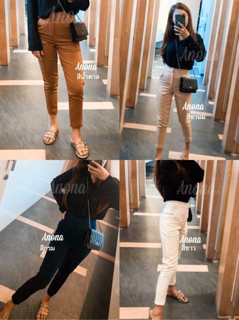 กางเกงทรงโรเชฟ 7-8ส่วน ผ้าฮานาโกะใส่ทำงานได้ รูปที่ 2