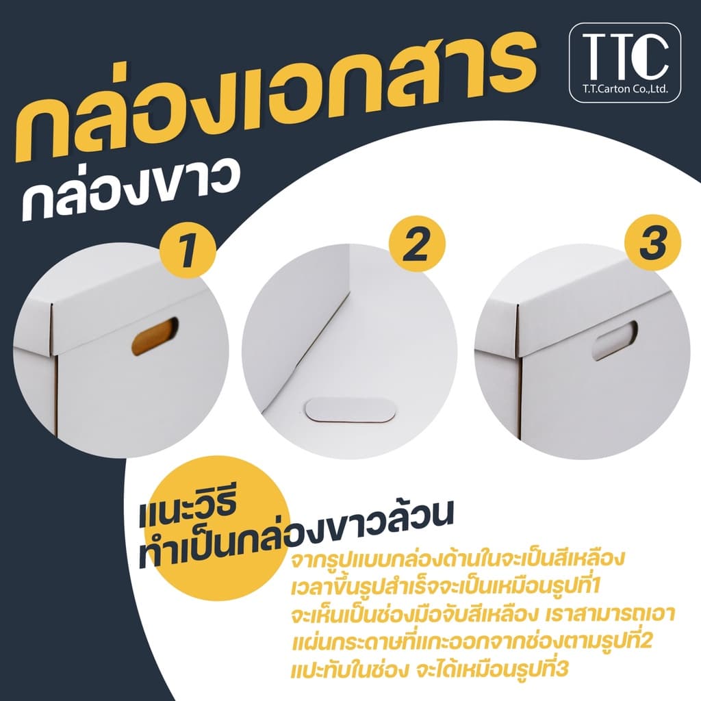 กล่องกระดาษ สีขาว เก็บเอกสาร ลังใส่ของ กระดาษลูกฟูก 1 ชิ้น รูปที่ 4
