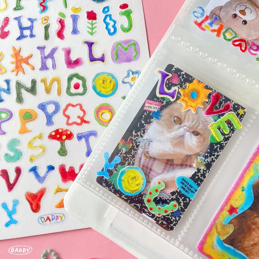 DADDY | Glitter Glue Alphabet Sticker A5 สติ๊กเกอร์ตกแต่ง ลายตัวอักษร เนื้อวิ้งๆ รูปที่ 5