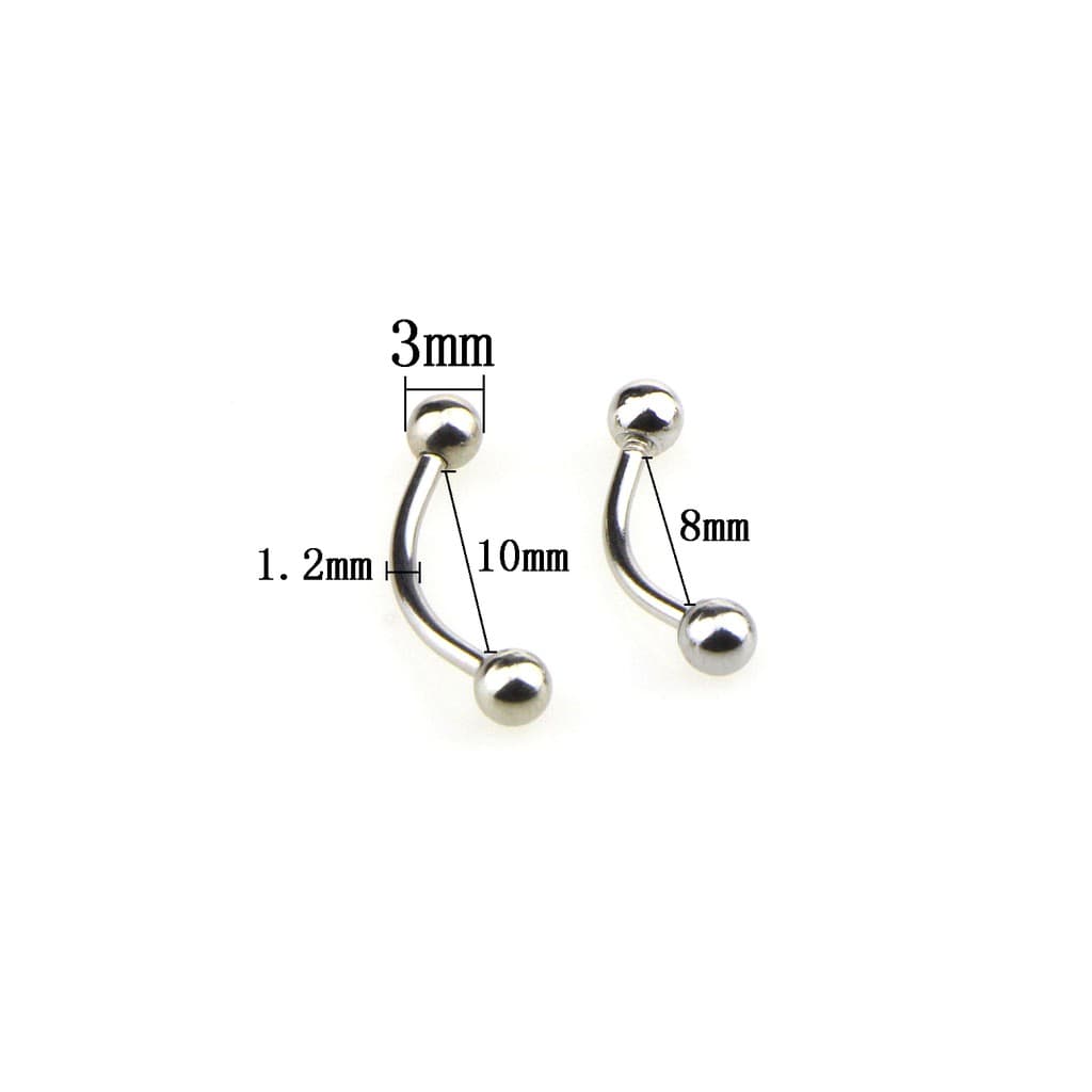 จิวคิ้วสแตนเลส จิวหูสแตนเลส จิวบาร์เบลโค้งSS EyeBrow Stainless steel Stud for Eyebrow Men Women - 1 Piece รูปที่ 4