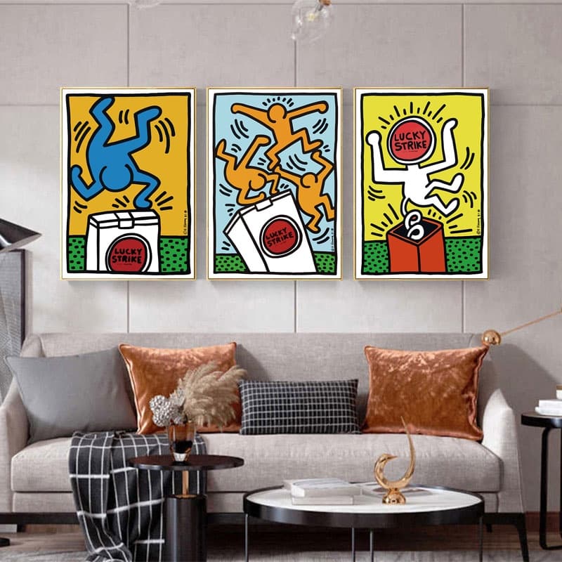 ภาพโปสเตอร์ Keith Haring Abstract วินเทจบนผ้าแคนวาสตกแต่งผนังห้องนั่งเล่น รูปที่ 1