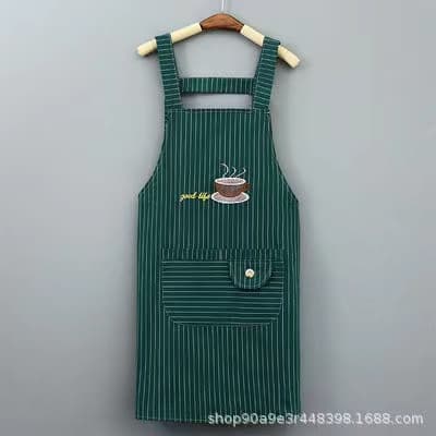 ผ้ากันเปื้อน ชุดกันเปื้อนมีกระเป๋าหน้า Cooking Apron ลายแก้วกาแฟเย็บปัก เนื้อผ้าcotton ลายCOFEE CUP รูปที่ 1