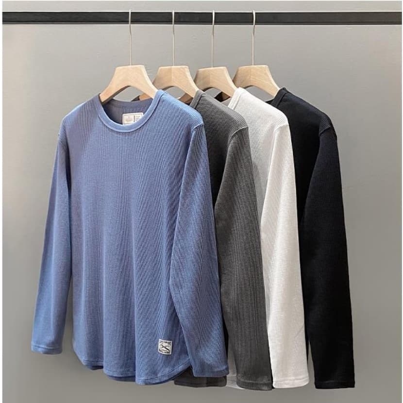 MNO.9 long-sleeved H15 เสื้อยืดแขนยาว คอกลม ผ้ารังผึ้ง ยืดหยุ่น ระบายอากกาศ รูปที่ 1