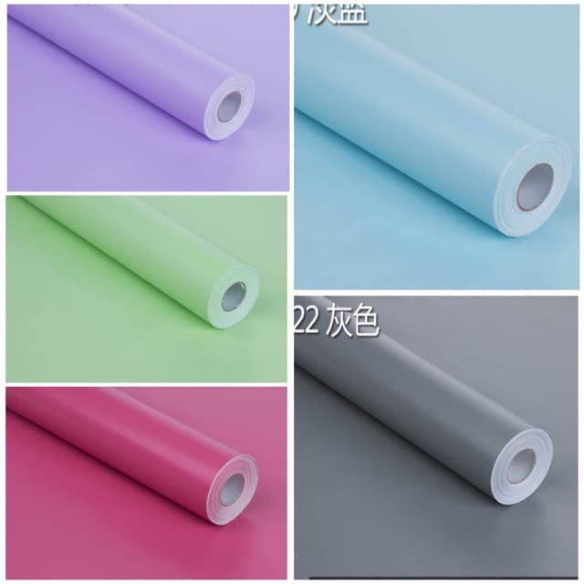 วอลเปเปอร์สีล้วน มีให้เลือก 5 สี หน้ากว้าง 45 เซน ยาว 9-10 เมตร รูปที่ 1