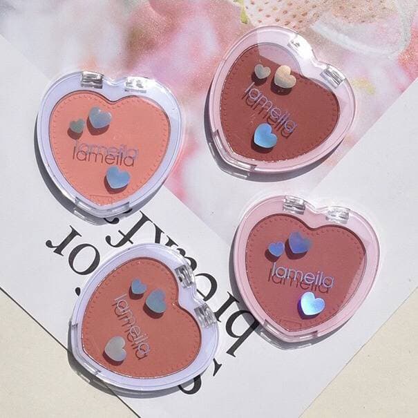 N064 ลาเมล่าบลัชออนหัวใจ เนื้อดี สีสวย บลัชออนโทนส้ม ส้มพีช ชมพูพีช รูปที่ 8