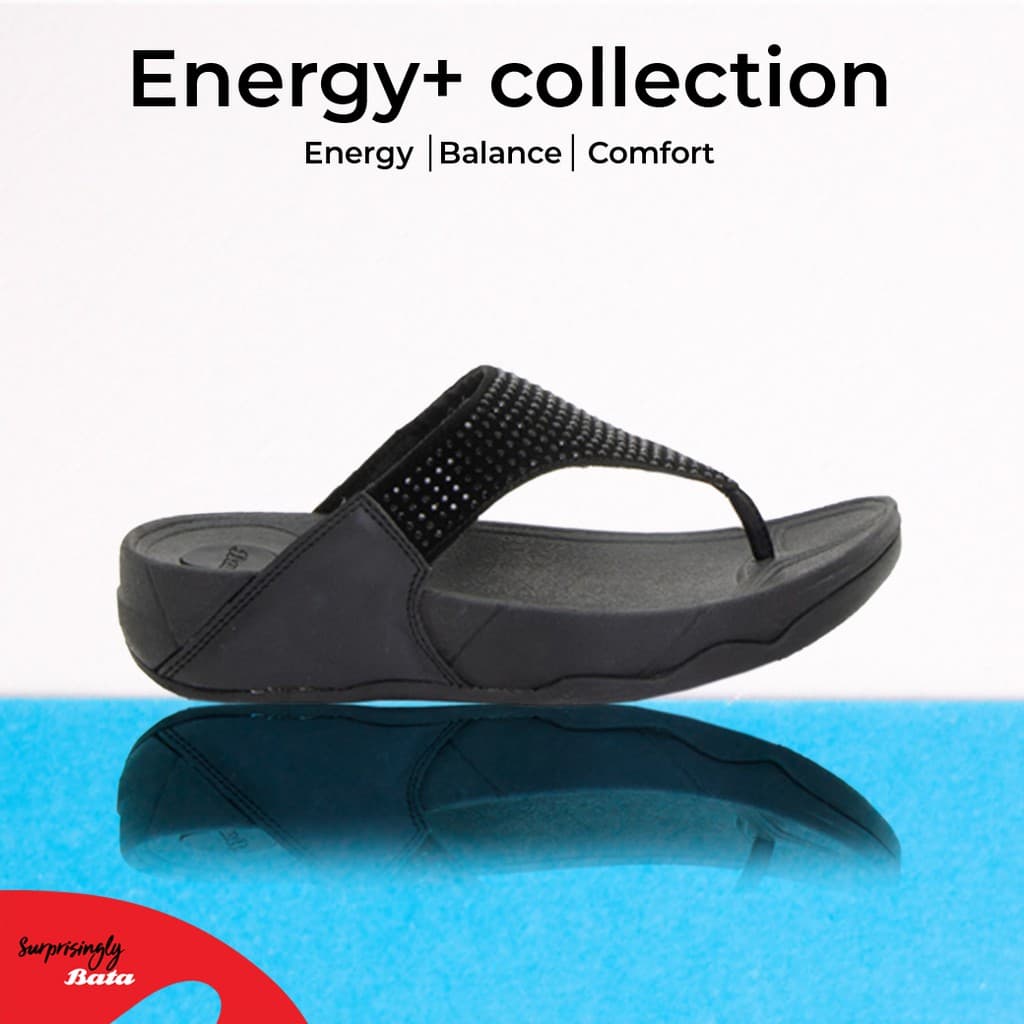 Bata Energy+ รองเท้าแตะแบบหูหนีบ รองรับน้ำหนักเท้าได้ดี รุ่น SUNTA สีดำ รหัส 6716354 Size 3-8UK รูปที่ 5