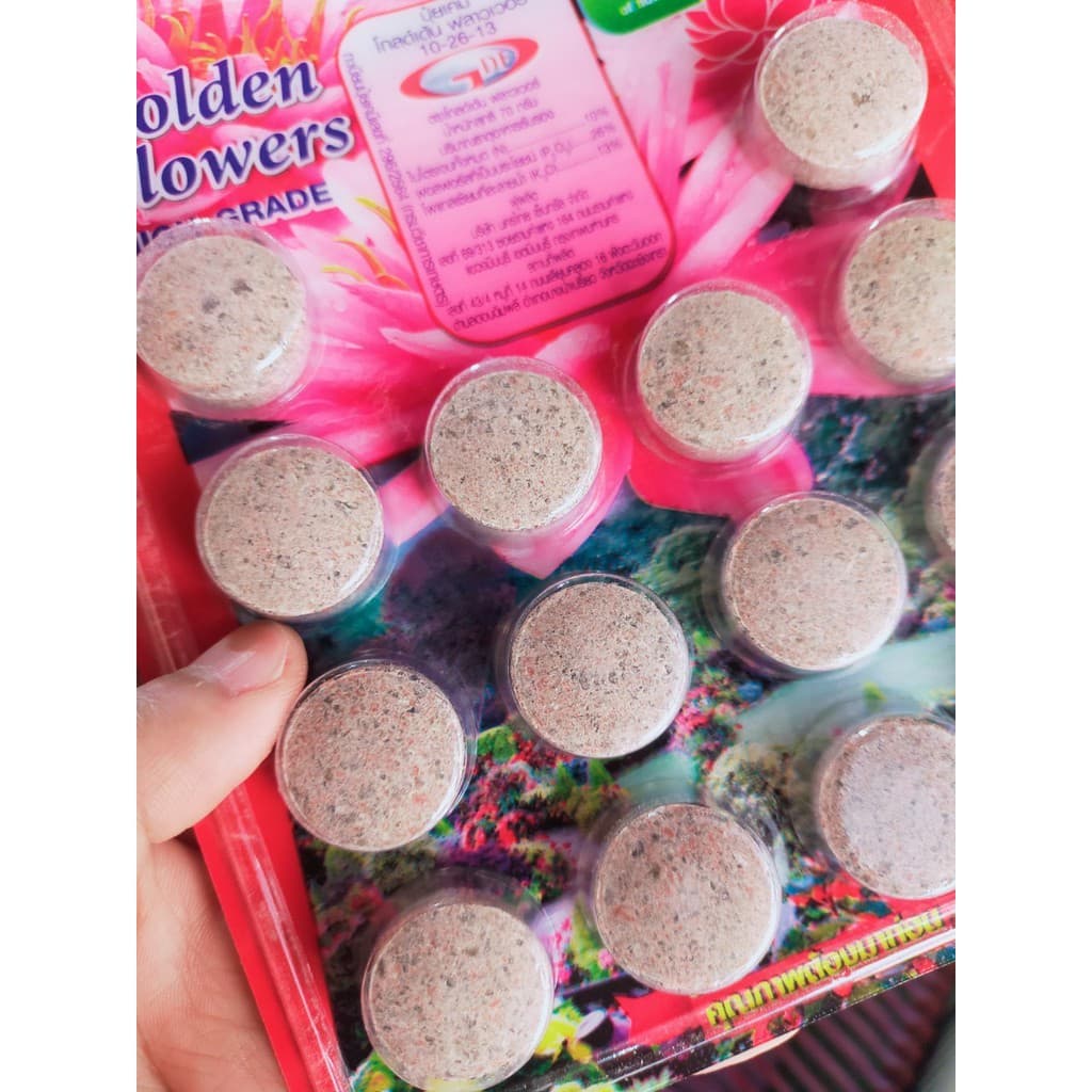 ปุ๋ยบัว ปุ๋ยบอน ปุ๋ยบอนสี ปุ๋ยไม้น้ำ Golden Flowers 14เม็ด มี2สูตร สูตรเร่งต้น ราก ใบ สูตรเร่งดอก สี น้ำใสปลาไม่ตาย รูปที่ 6