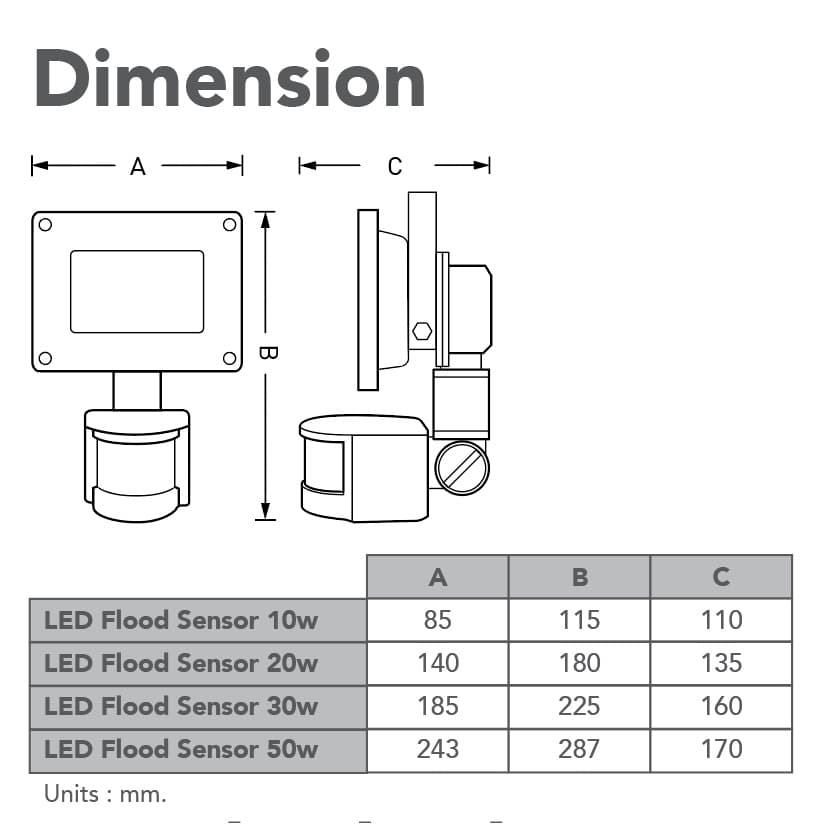 EVE โคมฟลัดไลท์ แอลอีดี LED เดินผ่านแล้วติด รุ่น SENSOR ขนาด 20 ถึง 50 วัตต์ แสงขาว 6500K รูปที่ 2