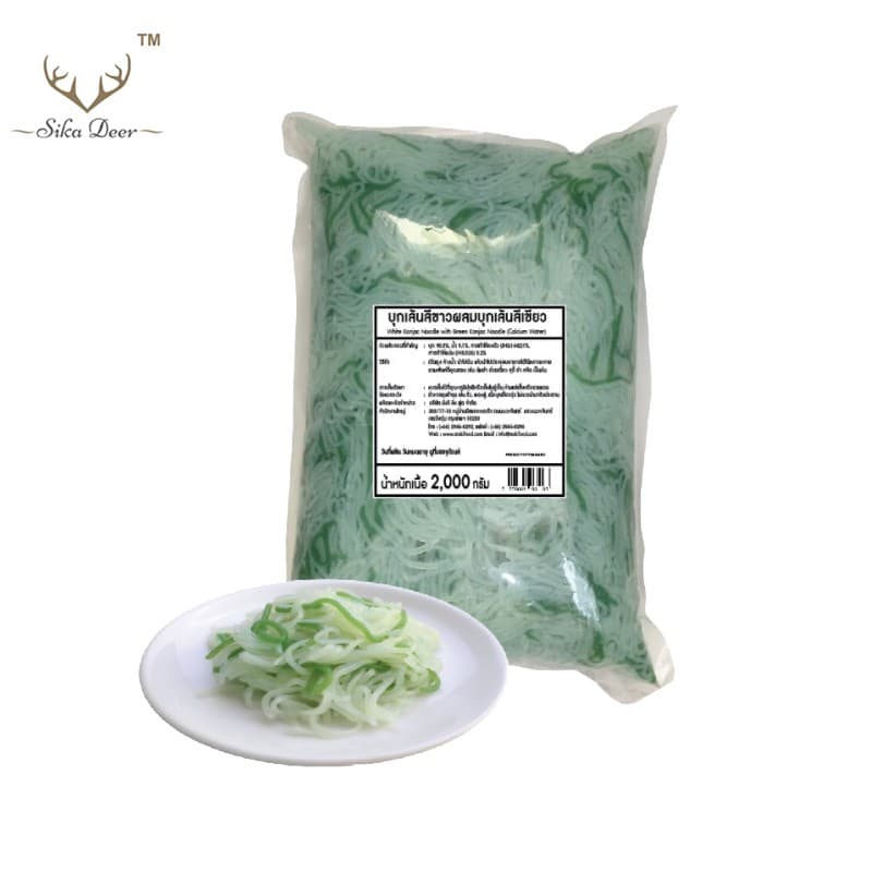 MOKI บุกเส้นสั้นเขียวขาว 2000กรัม เส้นบุก บุกเพื่อสุขภาพ คีโต เส้นไร้แป้ง Konjac noodle white and green รูปที่ 1