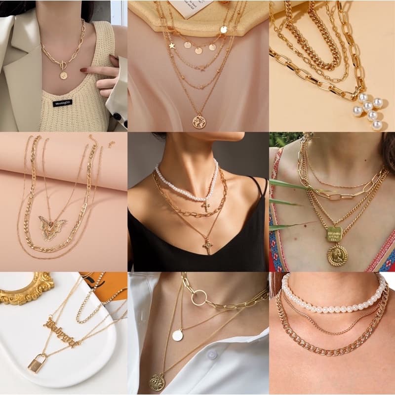 มาใหม่สร้อยคอสตรีหลายชั้นแนวพังก์ฮิปฮอปเกินจริงผู้หญิง รูปที่ 1
