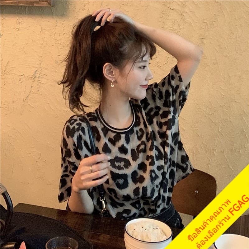 เสื้อครอปแขนสั้น ลายเสือ oversize สตรีท เสื้อผ้าแฟชั่นเกาหลีน่ารัก เสื้อยืดโอเวอร์ไซส์ผู้หญิง เนื้อผ้าดี รูปที่ 7