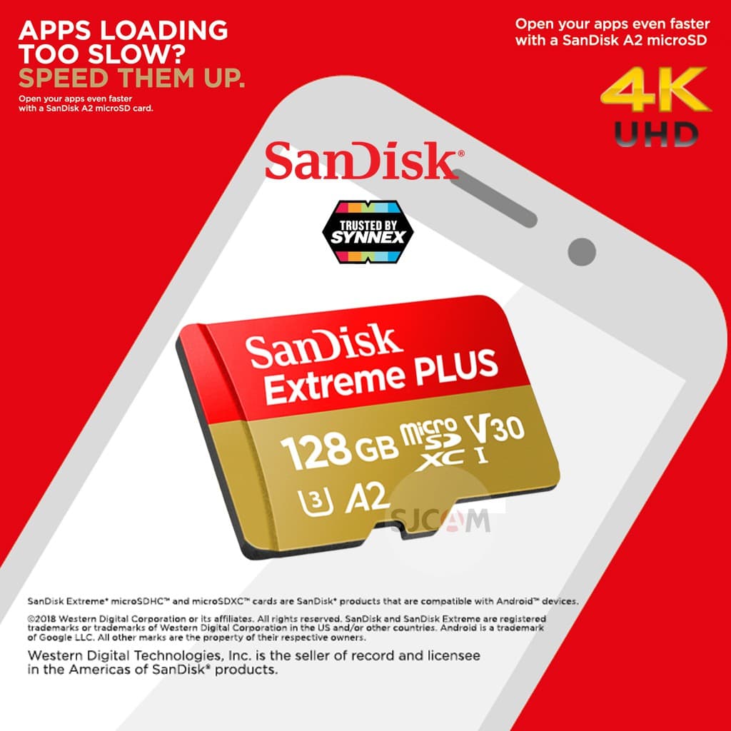 SANDISK EXTREME Micro SD Card 128GB 64GB 32GB SDXC A2 U3 190/90mb/s* Memory for gopro รูปที่ 2