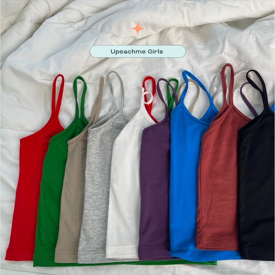*มีส่งด่วน* upeachme RAYON U TANK เสื้อสายเดี่ยวสีพื้นตัวสั้นใส่สบายผ้ายืดได้เยอะมาก สายเดี่ยวสีพื้น รูปที่ 3