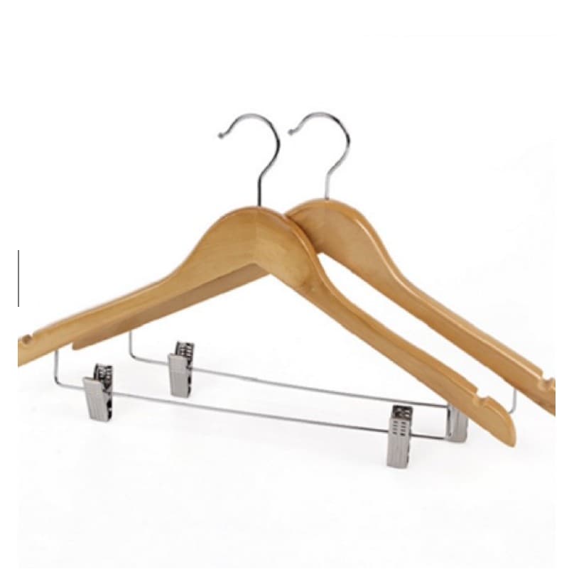 Gina ไม้แขวนเสื้อไม้ทึบพร้อมคลิปเหล็ก 45cm Y-08 รูปที่ 2