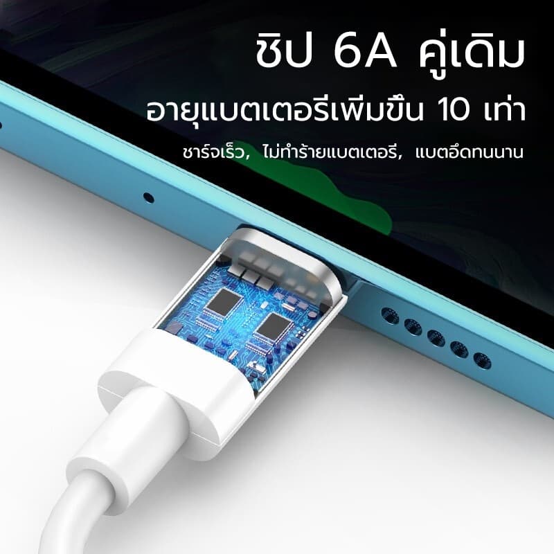 MAILESI HUAWEI สายชาร์จ Huawei 6A Type-C Cable 66W สายชาร์จสำหรับMate 30 40 Pro P20 P30 P40 Pro Nova 8 Se Honor 30 รูปที่ 3