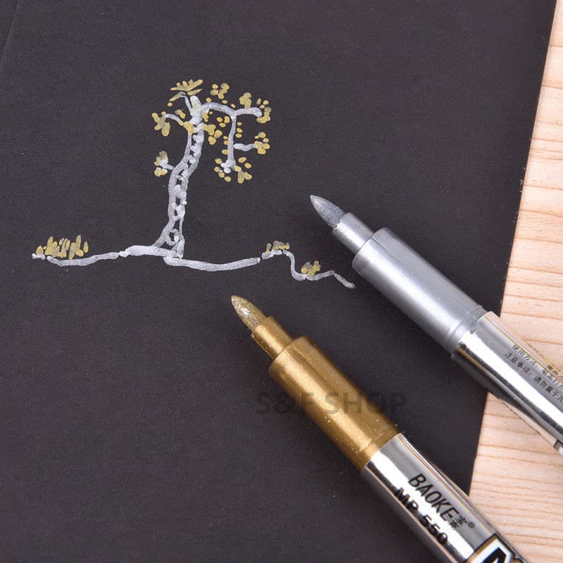ปากกามาร์คเกอร์ รุ่น550 หัว 1.5mm สีเมทัลลิคทองและเงิน สำหรับงาน DIY #pen #maekerpen รูปที่ 6