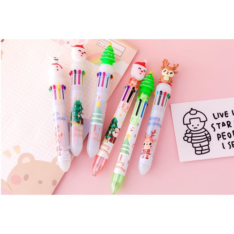 ปากกาลูกลื่น 6 สีในด้าม 0.5mm ปากกาหัวตุ๊กตาคริสต์มาส Christmas ซานตาคลอส เรนเดียร์ สโนว์แมน ใช้จดบันทึก คละลาย รูปที่ 5