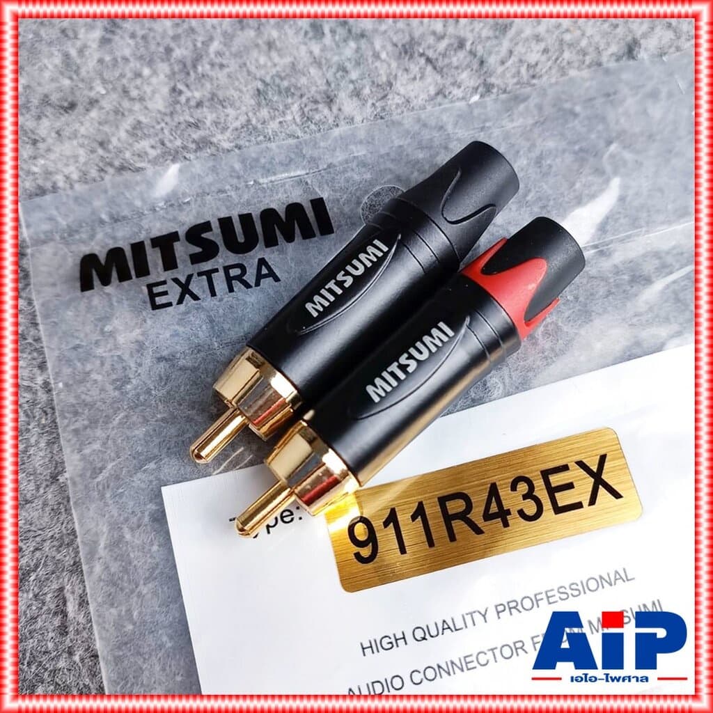 1คู่ MITSUMI 911R43EX RCA สีดำ + สีแดง ขั้วทอง ปลั๊ก RCA ตัวผู้ แจ็คอาร์ซีเอตัวผู้ ปลั๊ก RCA สำหรับเข้าสาย ต่อ สายสัญ... รูปที่ 1