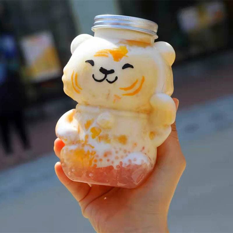 ขวดพลาสติกใส ทรงเสือ+ฝาอลูมิเนียม ขนาด500ml สไตล์เกาหลี ขวดใส่ชา กาแฟ ขวดชาไข่มุก โยเกิร์ต ขวดใส่ขนม ของชำร่วย รูปที่ 2