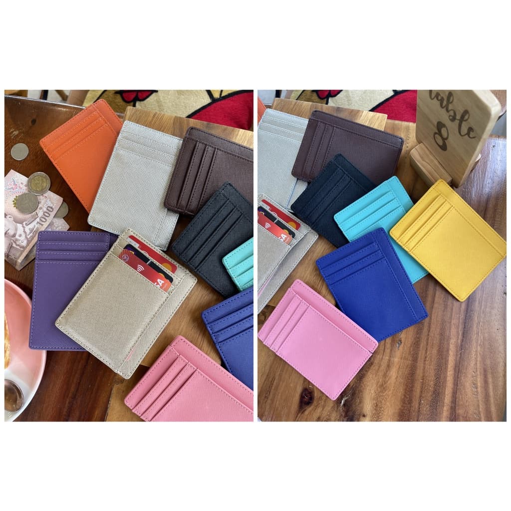card holder หนังวัวแท้คุณภาพดี ซองหนัง กระเป๋าบัตร ซองบัตร Card Holder Mini Wallet Saffiano S5-58 รูปที่ 6
