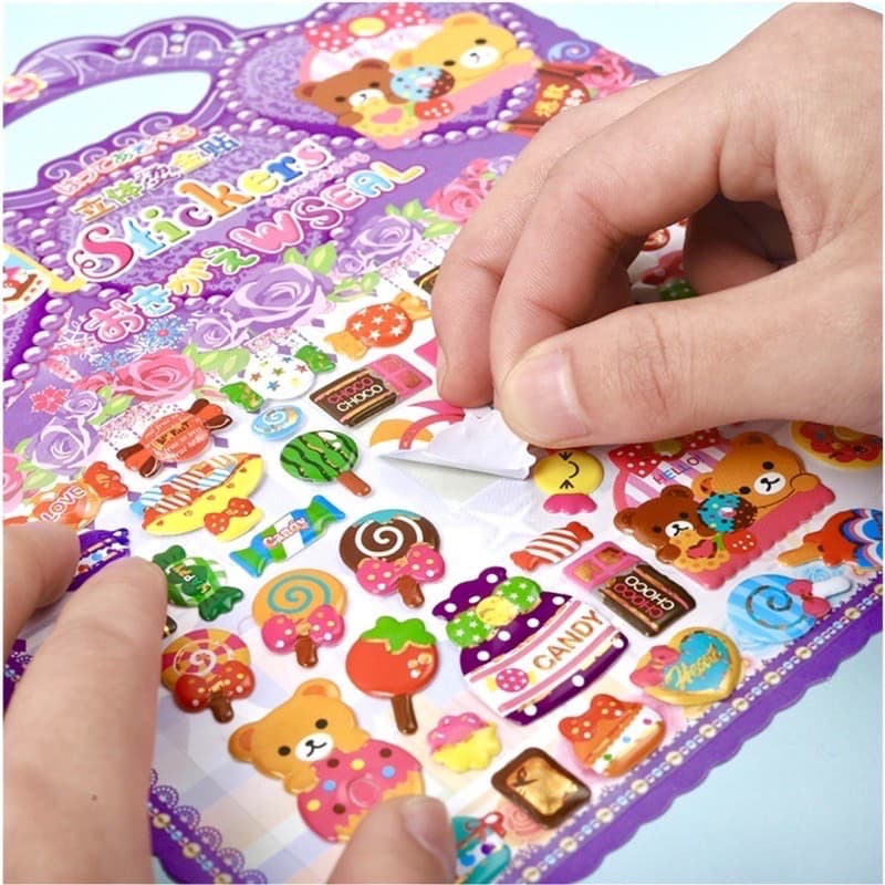 สติ๊กเกอร์ตัวนูนลายการ์ตูน แผ่นใหญ่ 20x24 cm ด้านหลังระบายสีได้ สติ๊กเกอร์การ์ตูน ของเล่นเสริมพัฒนาการ รูปที่ 3
