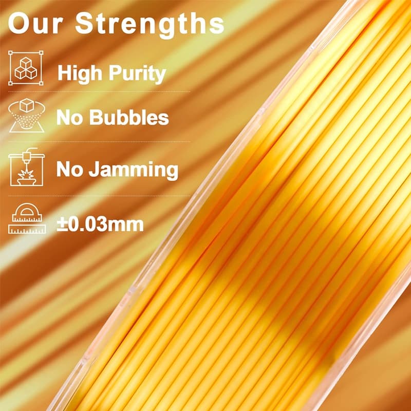 BiNG3D filament PLA-Silk Gold 1.75mm 0.5KG Spool Dimensional Accuracy ±0.03mm for 3D Printer รูปที่ 3