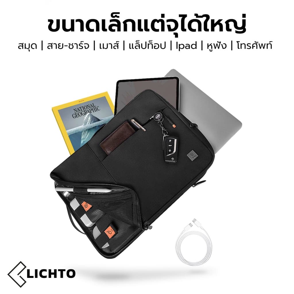 WiWU กระเป๋าแล็ปท็อป ซองใส่โน๊ตบุ๊ค คุณภาพดี ผ้ากันน้ำ ซิปกันน้ำ รุ่น Alpha Double Layer Sleeve รูปที่ 4