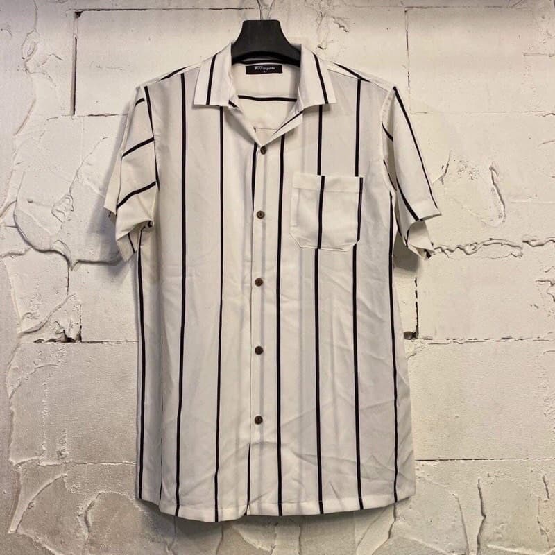 เสื้อฮาวาย ลายทาง ลายริ้ว เสื้อเชิ้ต hawaii เชิ้ตเกาหลีไซส์m l xl 2xl 3xl 4xl ผ้านิ่มใส่สบายไม่ร้อน ใส่ได้ทั้งชายและหญิง รูปที่ 4