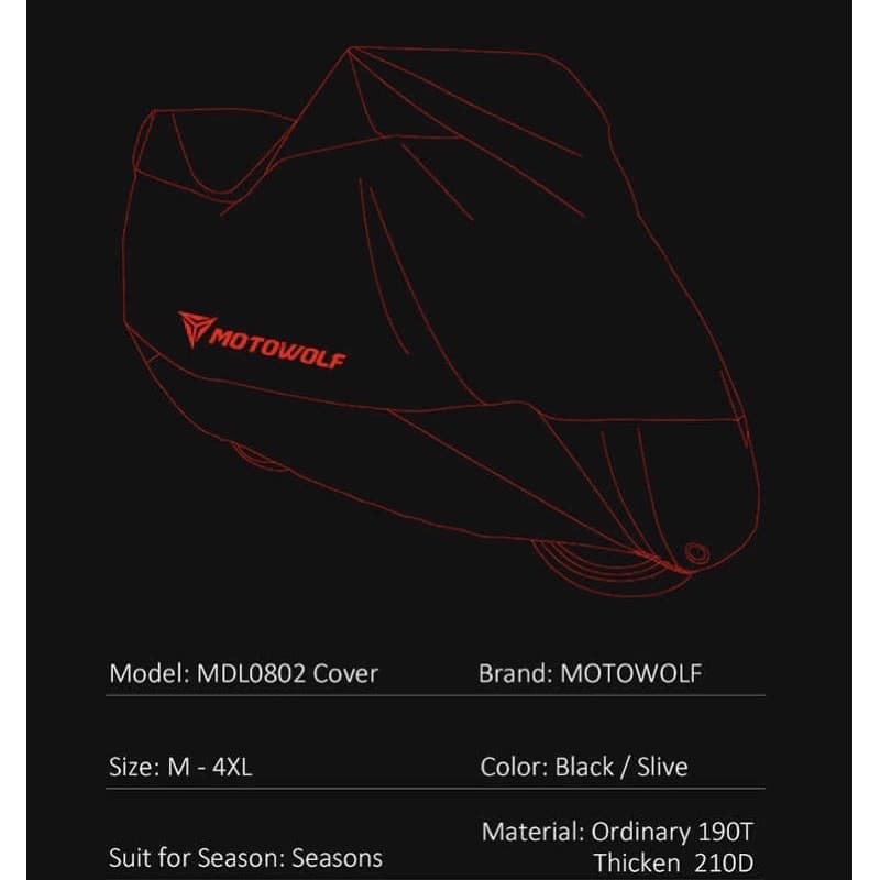 MOTOWOLF MDL 0802 ผ้าคลุมรถมอเตอร์ไซด์ กันฝุ่น กันน้ำ กันแดดพร้อมรูล็อคกุญแจ รูปที่ 8
