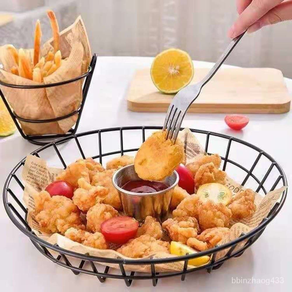 พร้อมจัดส่งตะกร้าเฟรนช์ฟรายส์ ตะกร้าทอด กลม สี่เหลี่ยม French fries basket H-C-2 รูปที่ 5