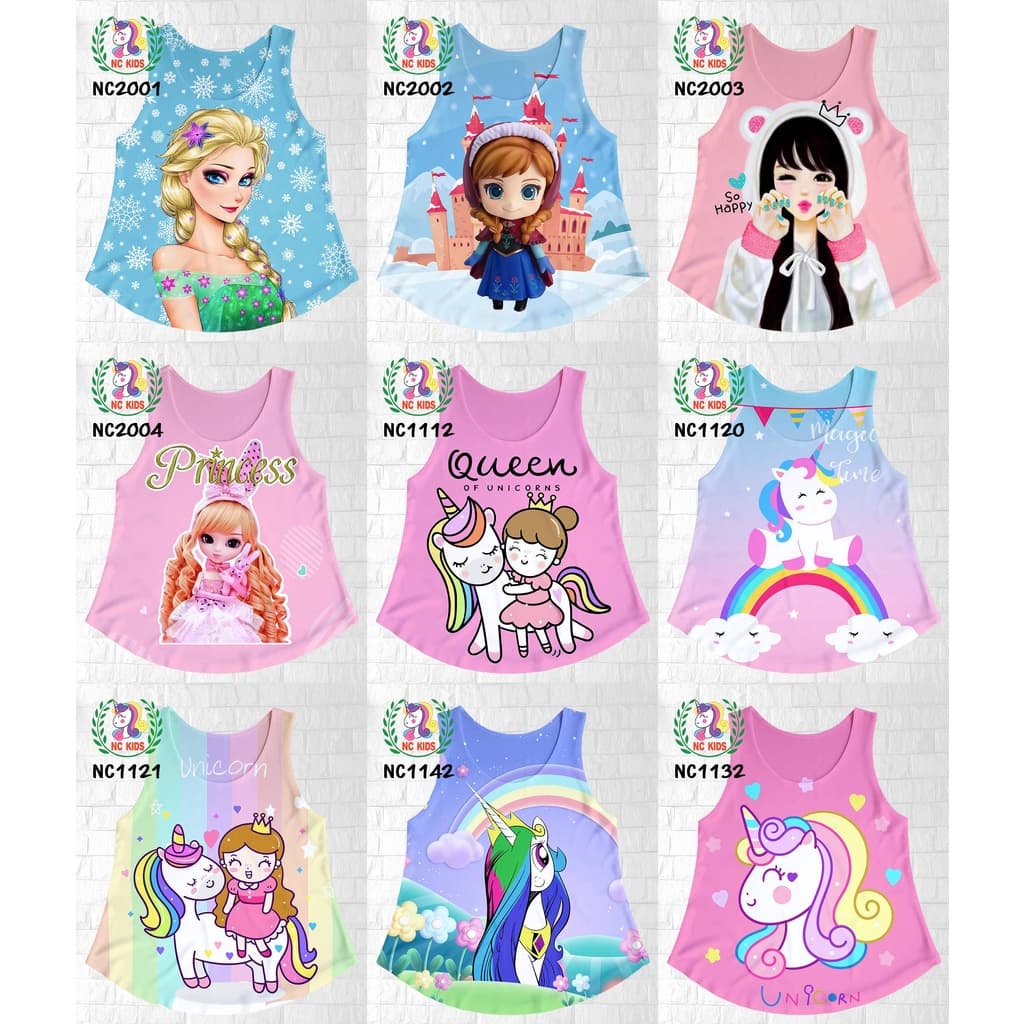 เสื้อกล้ามเด็กผู้หญิง ลายการ์ตูน โพนี่ ยูนิคอร์น ลายน่ารัก ยับยาก ใส่สบาย หน้าร้อน รูปที่ 1