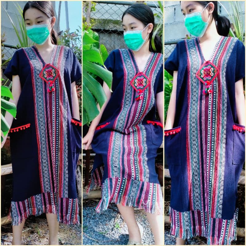 ชุดพื้นเมือง เดรสพื้นเมือง สาวอวบ ไซส์ใหญ่ถึง50"ราคา150฿150฿ รูปที่ 8