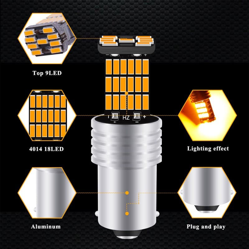 หลอดไฟเบรกท้ายรถยนต์ LED T15 T20 1156 BA15S P21W W16W 45SMD 4014 12V สีขาว สีเหลือง รูปที่ 5