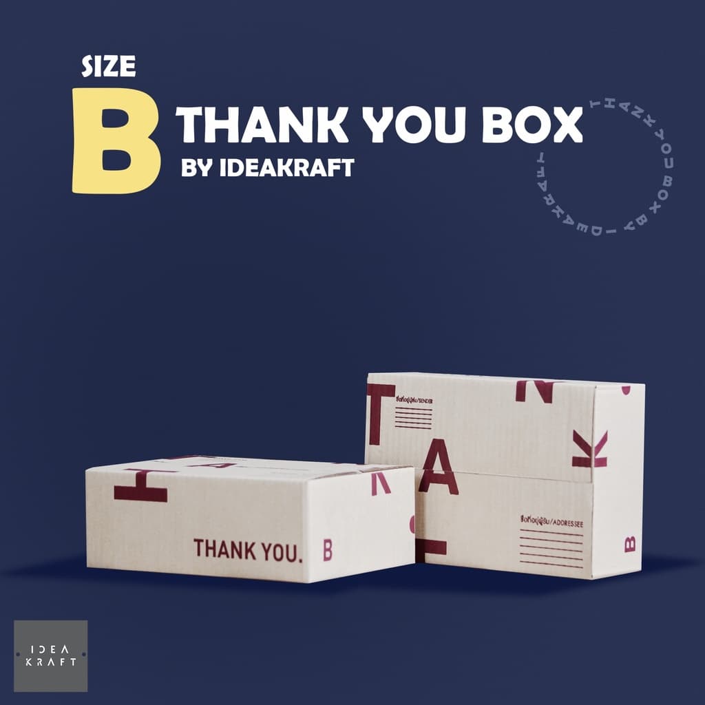 กล่องพัสดุ กล่องไปรษณีย์ฝาชน พิมพ์ลาย Thank You เบอร์ B รูปที่ 1
